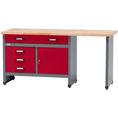 Küpper Werkbank Eintürig mit 4 Schubladen 84 x 170 x 60 cm Dunkelrot Küpper Werkbank Eintürig mit 4 Schubladen 84 x 170 x 60 cm Dunkelrot