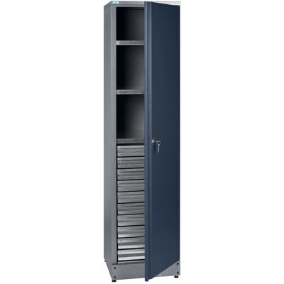 Küpper Materialschrank mit 1 Tür 10 Schubladen 180 cm Dunkelblau Küpper Materialschrank mit 1 Tür 10 Schubladen 180 cm Dunkelblau