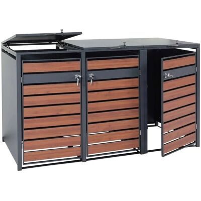 MCW XL Mülltonnenverkleidung J81 3er/6er Kirsche-Holzoptik Dunkelbraun 117x215x98cm MCW XL Mülltonnenverkleidung J81 3er/6er Kirsche-Holzoptik Dunkelbraun 117x215x98cm