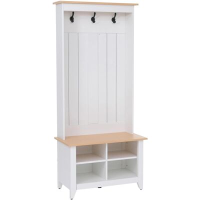 MCW Garderobe P28 3 Haken 4 Staufächer Melamin 170x76x39cm Weiß Natur MCW Garderobe P28 3 Haken 4 Staufächer Melamin 170x76x39cm Weiß Natur
