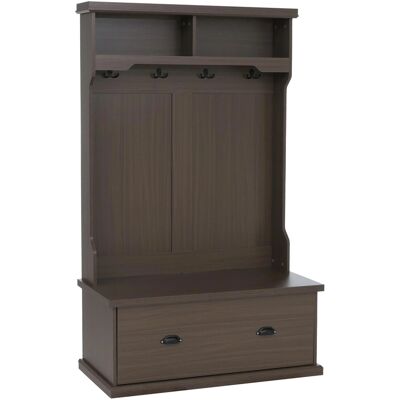MCW Garderobe P27 4 Haken Staufach Ablage Melamin 163x100x47cm Walnuss-Optik MCW Garderobe P27 4 Haken Staufach Ablage Melamin 163x100x47cm Walnuss-Optik