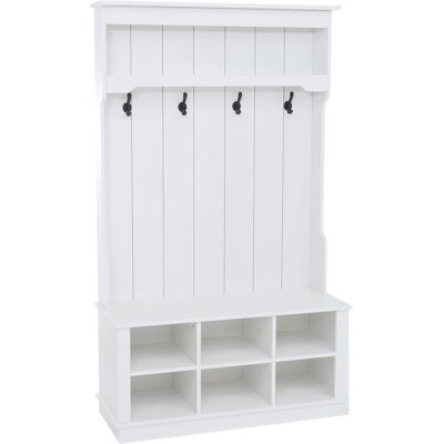 MCW Garderobe P26 4 Haken Staufach Ablage Melamin 170x100x39cm Weiß MCW Garderobe P26 4 Haken Staufach Ablage Melamin 170x100x39cm Weiß