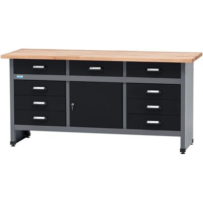 Küpper Werkbank Eintürig mit 9 Schubladen 84 x 170 x 60 cm Schwarz-Hellgrau Küpper Werkbank Eintürig mit 9 Schubladen 84 x 170 x 60 cm Schwarz-Hellgrau