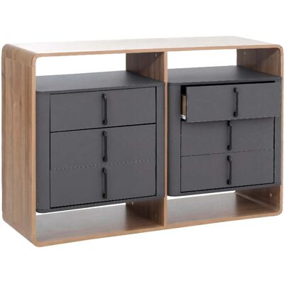 MCW Kommode P43 6 Schubladen MDF 80x120x42cm Rivera-Eiche-Optik Dunkelgrau MCW Kommode P43 6 Schubladen MDF 80x120x42cm Rivera-Eiche-Optik Dunkelgrau