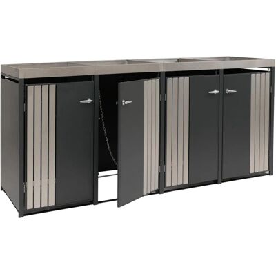 MCW Mülltonnenverkleidung O67 Anthrazit Edelstahl 125x260x84cm MCW Mülltonnenverkleidung O67 Anthrazit Edelstahl 125x260x84cm