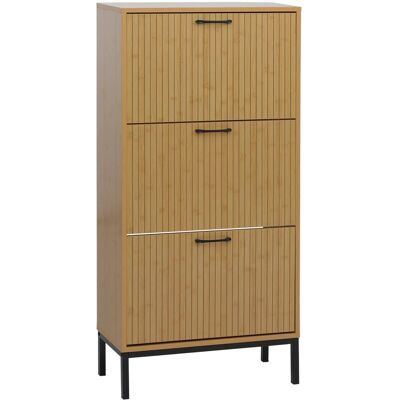 MCW Schuhkipper P48 3 Kippfächer Ablage MDF Melamin 125x60x25cm Bambus-Optik MCW Schuhkipper P48 3 Kippfächer Ablage MDF Melamin 125x60x25cm Bambus-Optik