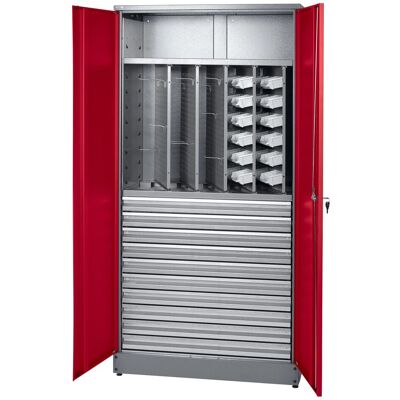 Küpper Materialschrank 2-Türig 10 Schubladen 180 x 91 x 45 cm Dunkelrot Küpper Materialschrank 2-Türig 10 Schubladen 180 x 91 x 45 cm Dunkelrot