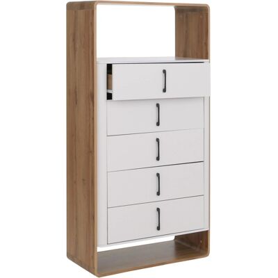 MCW Highboard P43 5 Schubladen MDF 155x80x41cm Wotan-Eiche-Optik Weiß MCW Highboard P43 5 Schubladen MDF 155x80x41cm Wotan-Eiche-Optik Weiß