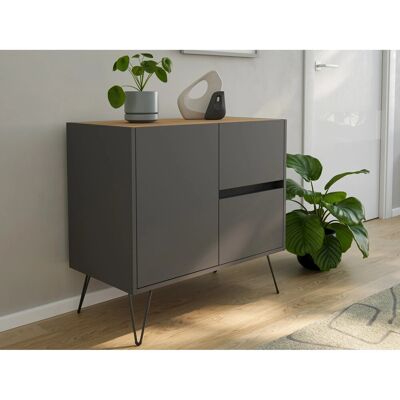 Posseik Sideboard Industrial C 2 Schubladen 1 Tür 80 cm Grafit Eiche Top Posseik Sideboard Industrial C 2 Schubladen 1 Tür 80 cm Grafit Eiche Top