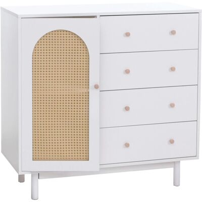 MCW Kommode P52 Poly-Rattan MDF Melamin 95x100x40cm Weiß MCW Kommode P52 Poly-Rattan MDF Melamin 95x100x40cm Weiß