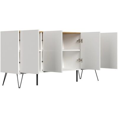 Posseik Sideboard Industrial H Stehend 4 Türen 155 cm Weiß Eiche Top Posseik Sideboard Industrial H Stehend 4 Türen 155 cm Weiß Eiche Top