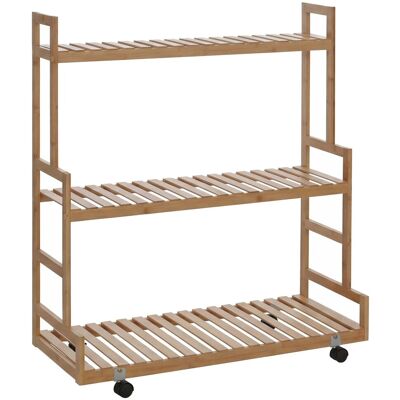 MCW Bambus Pflanzenregal Q33 3 Ablagen Rollen 105x90x38cm Natur MCW Bambus Pflanzenregal Q33 3 Ablagen Rollen 105x90x38cm Natur