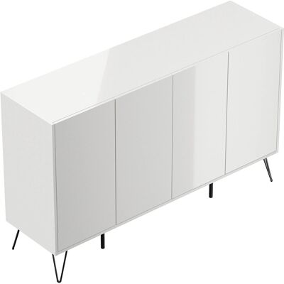 Posseik Sideboard Industrial P 4 Schubladen 4 Türen 155 cm Weiß Hochglanz Posseik Sideboard Industrial P 4 Schubladen 4 Türen 155 cm Weiß Hochglanz