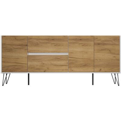 Posseik Sideboard Industrial I 2 Schubladen 3 Türen 180 cm Weiß Eiche Front Posseik Sideboard Industrial I 2 Schubladen 3 Türen 180 cm Weiß Eiche Front