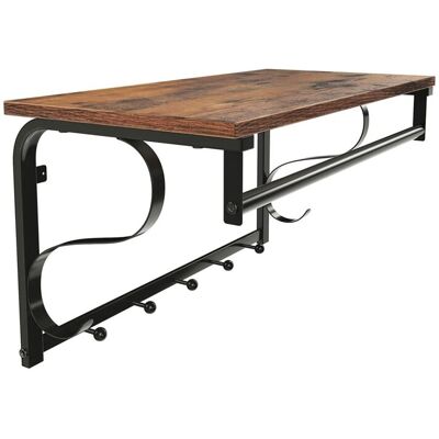 Vasagle Wandgarderobe 5 Haken und Regal 30 cm x 60 cm 31,7 cm Braun-Schwarz Vasagle Wandgarderobe 5 Haken und Regal 30 cm x 60 cm 31,7 cm Braun-Schwarz