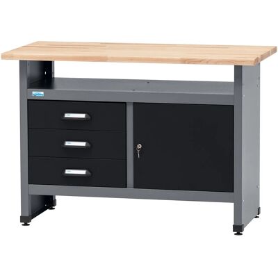 Küpper Werkbank Eintürig mit 3 Schubladen 84 x 120 x 60 cm Schwarz-Hellgrau Küpper Werkbank Eintürig mit 3 Schubladen 84 x 120 x 60 cm Schwarz-Hellgrau
