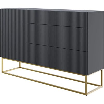 Selsey Sideboard Veldio 140 cm mit 3 Schubladen Schwarz mit Goldenen Beinen Selsey Sideboard Veldio 140 cm mit 3 Schubladen Schwarz mit Goldenen Beinen