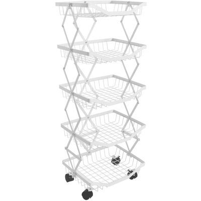 MCW Regal N53 Korb Faltbar Rollbar Eisen 95x39x28cm Weiß MCW Regal N53 Korb Faltbar Rollbar Eisen 95x39x28cm Weiß