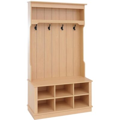 MCW Garderobe P26 4 Haken Staufach Ablage Melamin 170x100x39cm Natur MCW Garderobe P26 4 Haken Staufach Ablage Melamin 170x100x39cm Natur