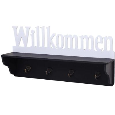 MCW Wandgarderobe D41 Willkommen 4 Haken Schwarz/weiß MCW Wandgarderobe D41 Willkommen 4 Haken Schwarz/weiß