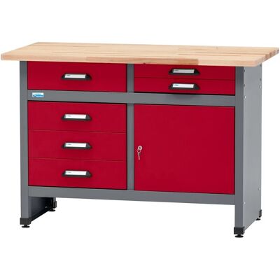 Küpper Werkbank Eintürig mit 6 Schubladen 84 x 120 x 60 cm Dunkelrot Küpper Werkbank Eintürig mit 6 Schubladen 84 x 120 x 60 cm Dunkelrot