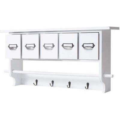 MCW Garderobe C49 Vintage mit 5 Schubladen 32x65x13cm Weiß MCW Garderobe C49 Vintage mit 5 Schubladen 32x65x13cm Weiß