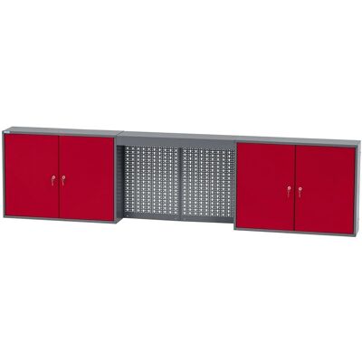 Küpper Hängeschrank 4-Türig 4 Fachböden 60 x 240 x 20 cm Dunkelrot Küpper Hängeschrank 4-Türig 4 Fachböden 60 x 240 x 20 cm Dunkelrot
