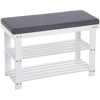 Songmics Schuhbank Bambus 71 cm x 29 cm x 49 cm Weiß-Grau Songmics Schuhbank Bambus 71 cm x 29 cm x 49 cm Weiß-Grau