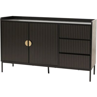 MCW Sideboard O39 3 Schubladen 2 Türen Holz Melamin 80x130x42cm Holzoptik Schwarz MCW Sideboard O39 3 Schubladen 2 Türen Holz Melamin 80x130x42cm Holzoptik Schwarz