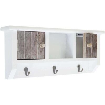 MCW Schlüsselbrett A48 mit Türen Massiv-Holz Shabby Braun-Weiß MCW Schlüsselbrett A48 mit Türen Massiv-Holz Shabby Braun-Weiß