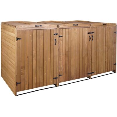 MCW 3er-/6er-Mülltonnenverkleidung H74 Braun 126x238x98cm MCW 3er-/6er-Mülltonnenverkleidung H74 Braun 126x238x98cm