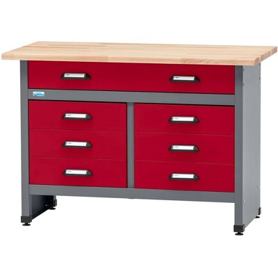 Küpper Werkbank mit 7 Schubladen 84 x 120 x 60 cm Dunkelrot Küpper Werkbank mit 7 Schubladen 84 x 120 x 60 cm Dunkelrot