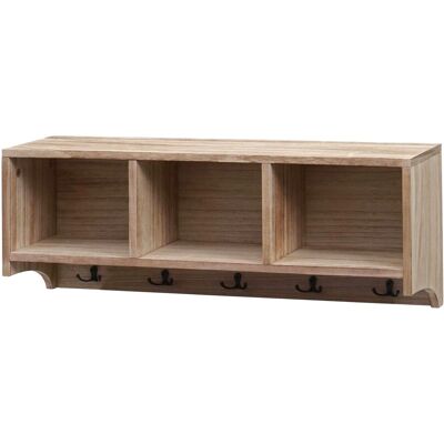 MCW Wandregal K49 Garderobe Wandgarderobe Regal 3 Staufächer 5 Haken 30x80x20cm Holz Naturbraun MCW Wandregal K49 Garderobe Wandgarderobe Regal 3 Staufächer 5 Haken 30x80x20cm Holz Naturbraun