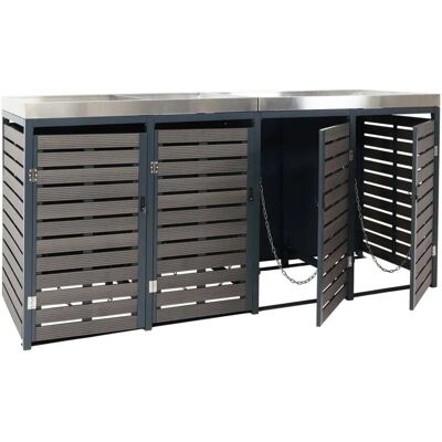 MCW 4er Mülltonnenverkleidung K14 Anthrazit 124x265x84cm MCW 4er Mülltonnenverkleidung K14 Anthrazit 124x265x84cm