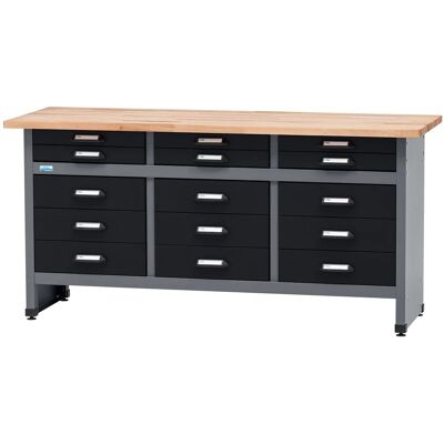 Küpper Werkbank mit 15 Schubladen 84 x 170 x 60 cm Schwarz-Hellgrau Küpper Werkbank mit 15 Schubladen 84 x 170 x 60 cm Schwarz-Hellgrau