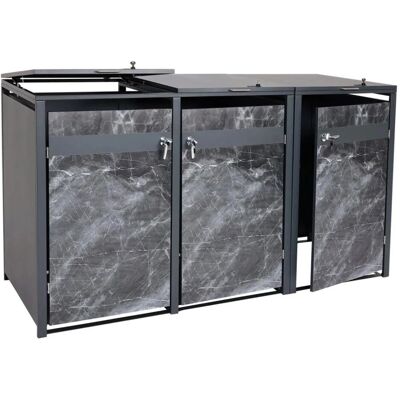 MCW 3er Mülltonnenverkleidung J82 Marmor-Optik Dunkel 117x200x80cm MCW 3er Mülltonnenverkleidung J82 Marmor-Optik Dunkel 117x200x80cm