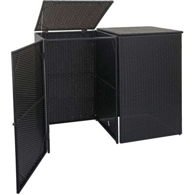 MCW 2er-Mülltonnenverkleidung E25 2x120l Schwarz 176x130x131cm MCW 2er-Mülltonnenverkleidung E25 2x120l Schwarz 176x130x131cm