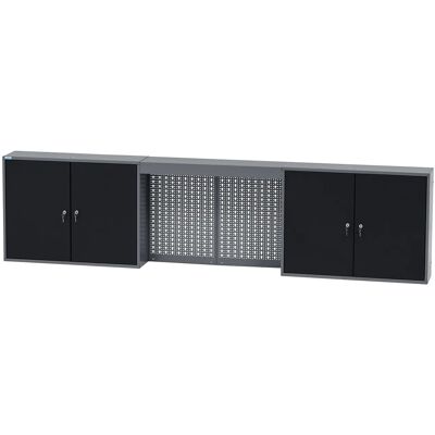Küpper Hängeschrank 4-Türig 4 Fachböden 60 x 240 x 20 cm Schwarz-Hellgrau Küpper Hängeschrank 4-Türig 4 Fachböden 60 x 240 x 20 cm Schwarz-Hellgrau