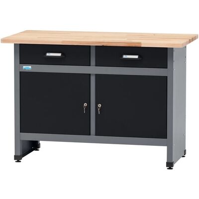 Küpper Werkbank m. 2 Türen & 2 Schubladen 84 x 120 x 60 cm Schwarz-Hellgrau Küpper Werkbank m. 2 Türen & 2 Schubladen 84 x 120 x 60 cm Schwarz-Hellgrau
