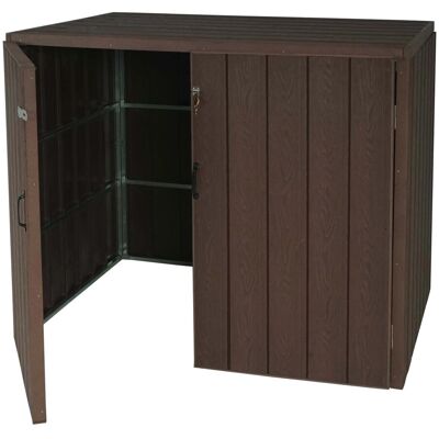 MCW 2er WPC-Mülltonnenverkleidung J28 Braun 117x131x88cm MCW 2er WPC-Mülltonnenverkleidung J28 Braun 117x131x88cm