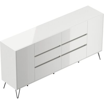 Posseik Sideboard Industrial R 6 Schubladen 2 Türen 200 cm Weiß Hochglanz Posseik Sideboard Industrial R 6 Schubladen 2 Türen 200 cm Weiß Hochglanz