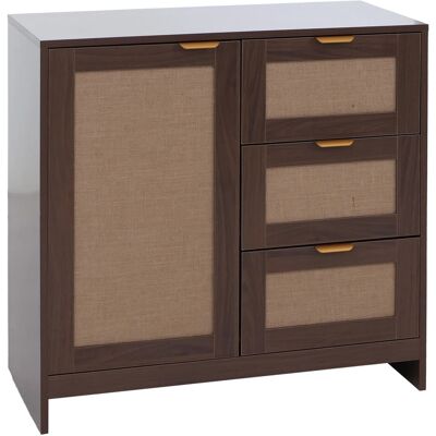 MCW Kommode P50 Schubladen Staufach MDF Melamin Leinenfront Walnuss-Optik MCW Kommode P50 Schubladen Staufach MDF Melamin Leinenfront Walnuss-Optik