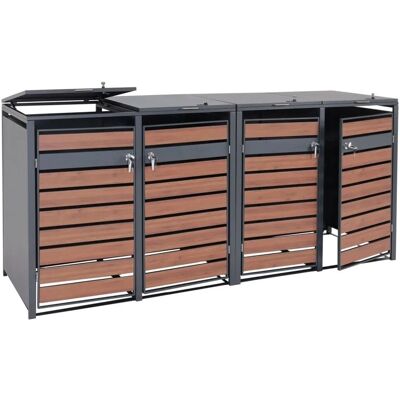 MCW XL Mülltonnenverkleidung J81 4er/8er Kirsche-Holzoptik Dunkelbraun 117x284x98cm MCW XL Mülltonnenverkleidung J81 4er/8er Kirsche-Holzoptik Dunkelbraun 117x284x98cm