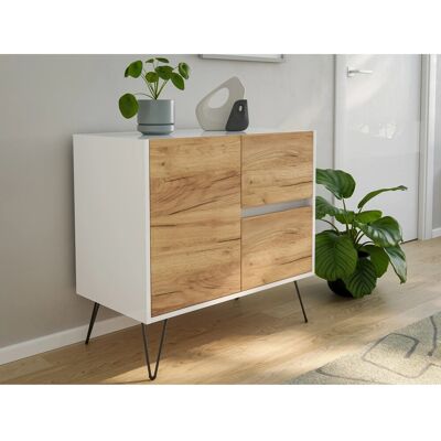 Posseik Sideboard Industrial C 2 Schubladen 1 Tür 80 cm Weiß Eiche Front Posseik Sideboard Industrial C 2 Schubladen 1 Tür 80 cm Weiß Eiche Front