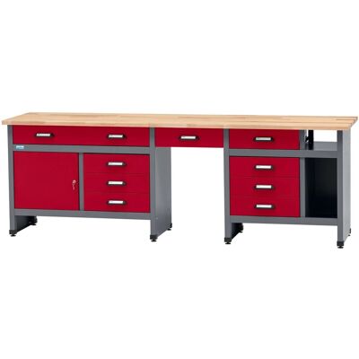 Küpper Werkbank 1-Türig 9 Schubladen Sitzraum 84 x 240 x 60 cm Dunkelrot Küpper Werkbank 1-Türig 9 Schubladen Sitzraum 84 x 240 x 60 cm Dunkelrot