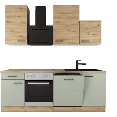 FlexWell Exclusiv Flex-Well Exclusiv Küche 1701-017sWS Cara 220 cm Schilfgrün matt - Artisan Eiche FlexWell Exclusiv Flex-Well Exclusiv Küche 1701-017sWS Cara 220 cm Schilfgrün matt - Artisan Eiche