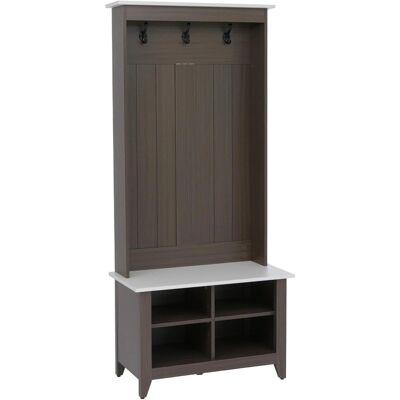 MCW Garderobe P28 3 Haken 4 Staufächer Melamin 170x76x39cm Walnuss-Optik Beige MCW Garderobe P28 3 Haken 4 Staufächer Melamin 170x76x39cm Walnuss-Optik Beige