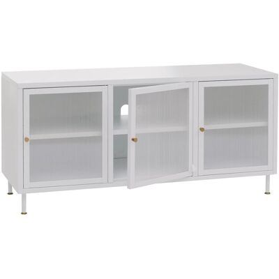 MCW TV-Rack O87 Industrial Metall Schilfglas 58x120x40cm Weiß MCW TV-Rack O87 Industrial Metall Schilfglas 58x120x40cm Weiß