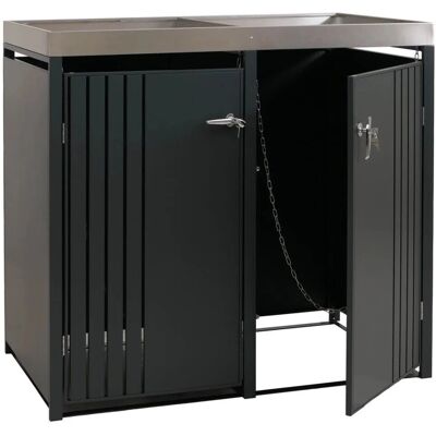 MCW 2er-Mülltonnenverkleidung O67 Anthrazit 125x132x84cm MCW 2er-Mülltonnenverkleidung O67 Anthrazit 125x132x84cm