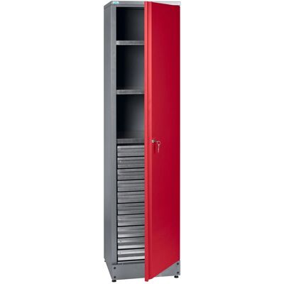 Küpper Materialschrank mit 1 Tür 10 Schubladen 180 cm Dunkelrot Küpper Materialschrank mit 1 Tür 10 Schubladen 180 cm Dunkelrot